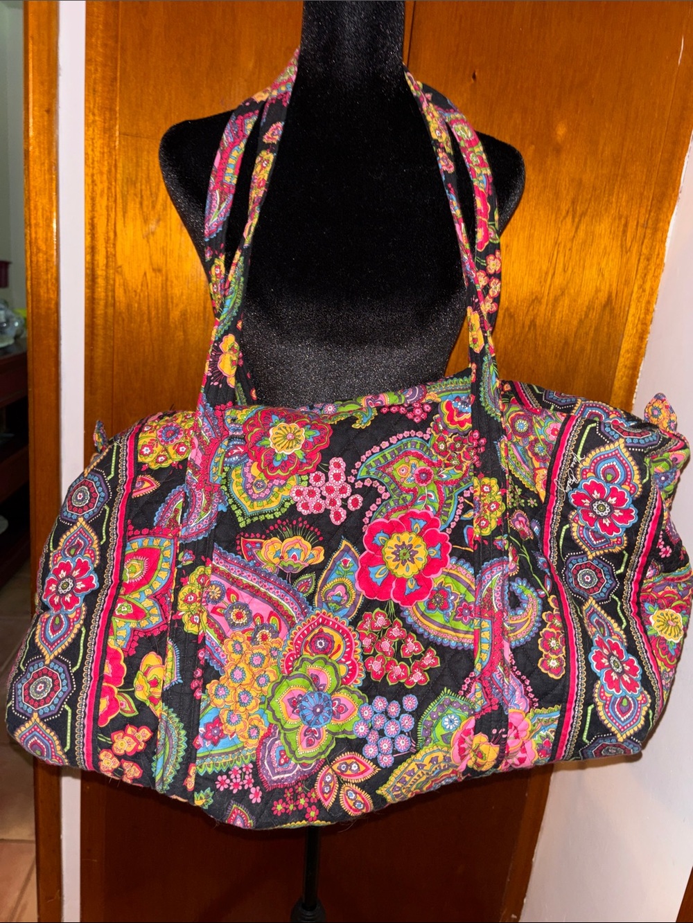 Vera Bradley Quilted Floral Tote Bag in Symphony in Blue Large Duffel Bag